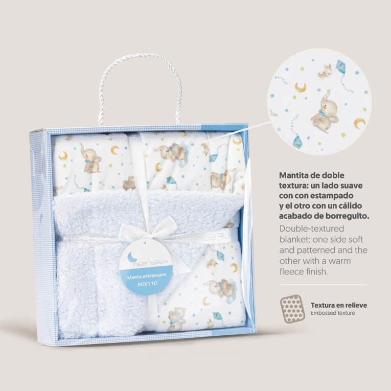 GOTEXTIL | MANTA CON BORREGUILLO ELEFANTE 00920 INTERBABY
