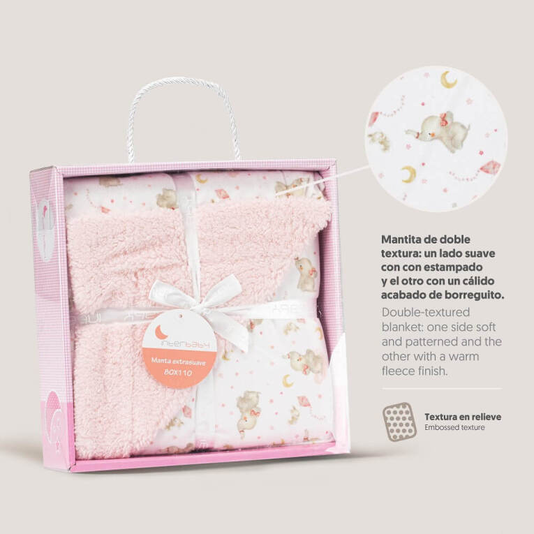 GOTEXTIL | MANTA CON BORREGUILLO ELEFANTE 00920 INTERBABY