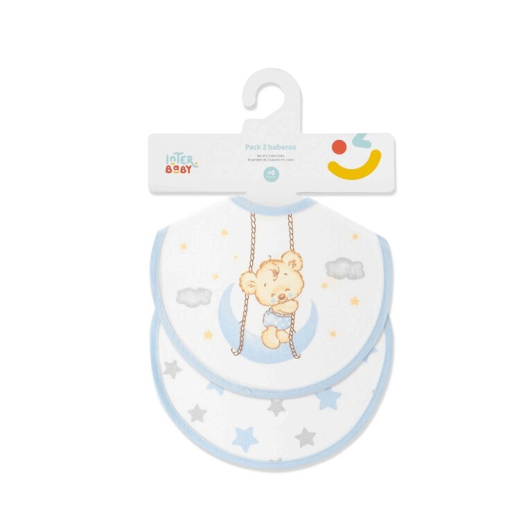 GOTEXTIL | PACK 2 BABEROS OSITO LUNA ESTRELLAS 00361 INTERBABY