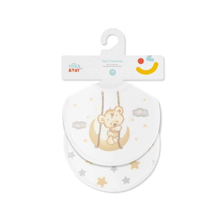 GOTEXTIL | PACK 2 BABEROS OSITO LUNA ESTRELLAS 00361 INTERBABY
