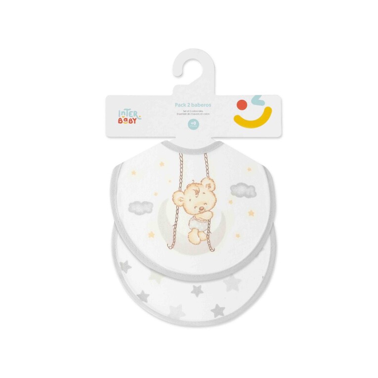 GOTEXTIL | PACK 2 BABEROS OSITO LUNA ESTRELLAS 00361 INTERBABY