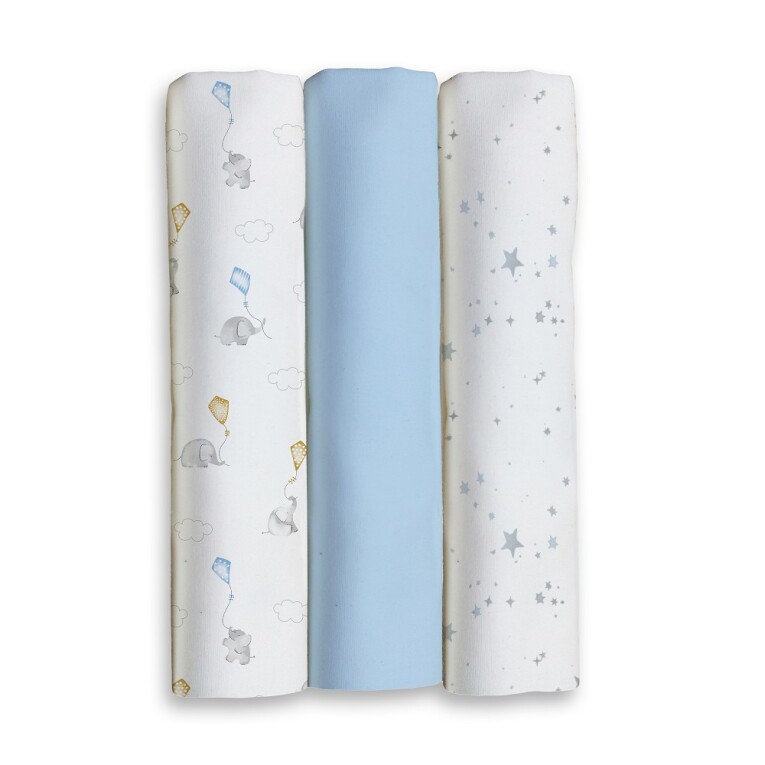 GOTEXTIL | PACK 3 GASAS BEBÉ ELEFANTES ESTRELLAS 80x80 INTERBABY 98981