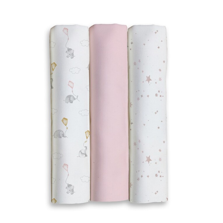 GOTEXTIL | PACK 3 GASAS BEBÉ ELEFANTES ESTRELLAS 80x80 INTERBABY 98981