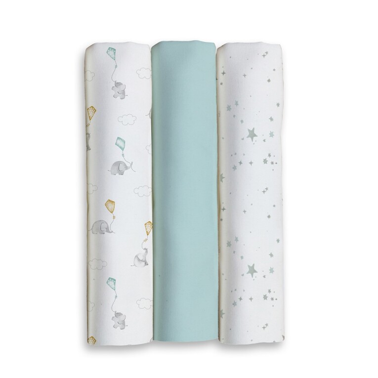 GOTEXTIL | PACK 3 GASAS BEBÉ ELEFANTES ESTRELLAS 80x80 INTERBABY 98981