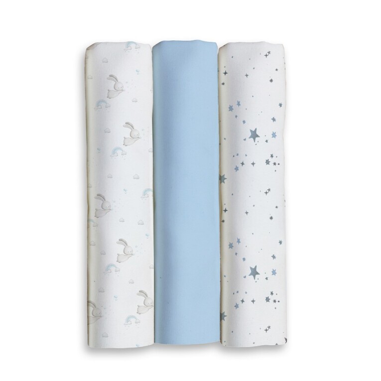 GOTEXTIL | PACK 3 GASAS BEBÉ CONEJITOS ESTRELLAS 80x80 INTERBABY 98979