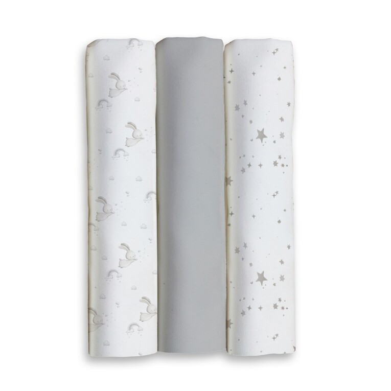 GOTEXTIL | PACK 3 GASAS BEBÉ CONEJITOS ESTRELLAS 80x80 INTERBABY 98979