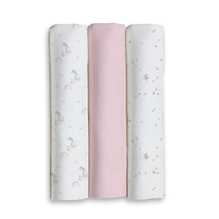 GOTEXTIL | PACK 3 GASAS BEBÉ CONEJITOS ESTRELLAS 80x80 INTERBABY 98979