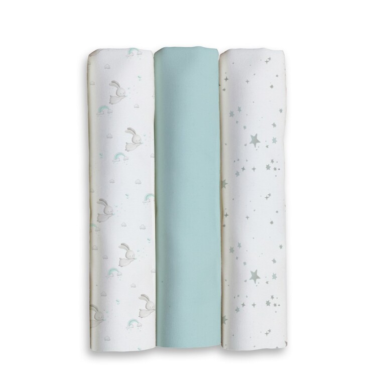 GOTEXTIL | PACK 3 GASAS BEBÉ CONEJITOS ESTRELLAS 80x80 INTERBABY 98979