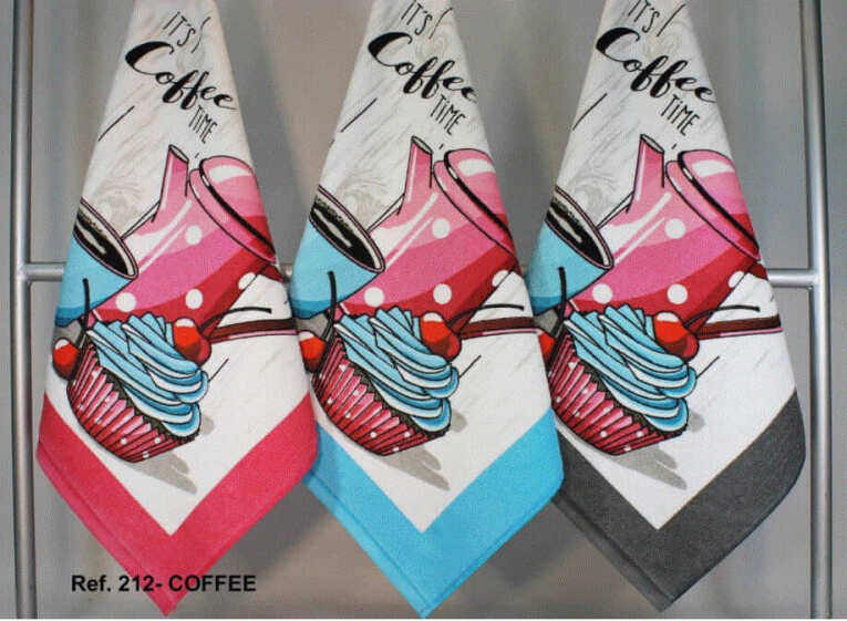 GOTEXTIL | TROVADOR | Paños Cocina COFFEE Rizo Algodón Pack 3 Unidades