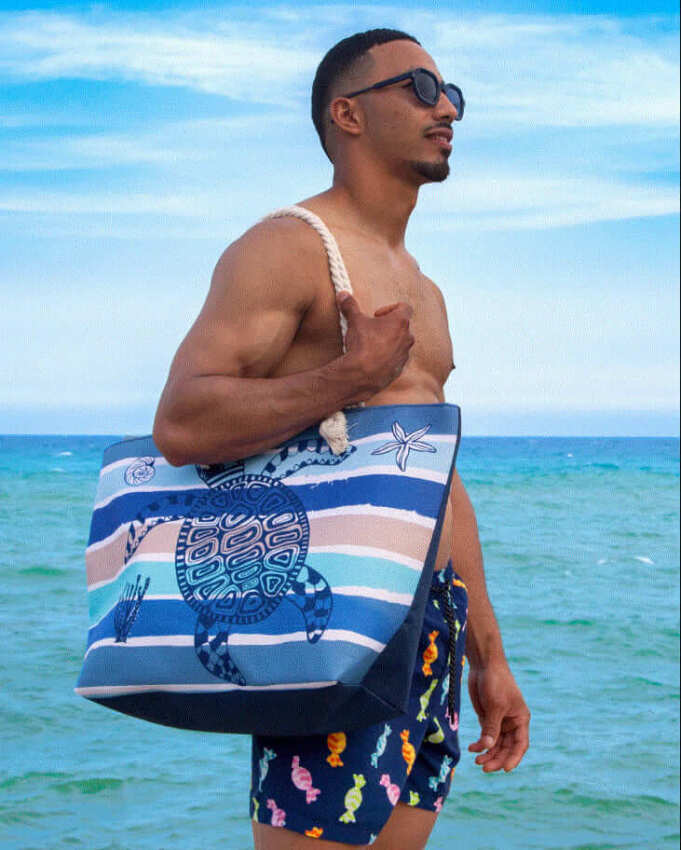 GOTEXTIL | BOLSO PLAYA ESTAMPADO TORTUGA 40x60CM 06540 SUN&SURF