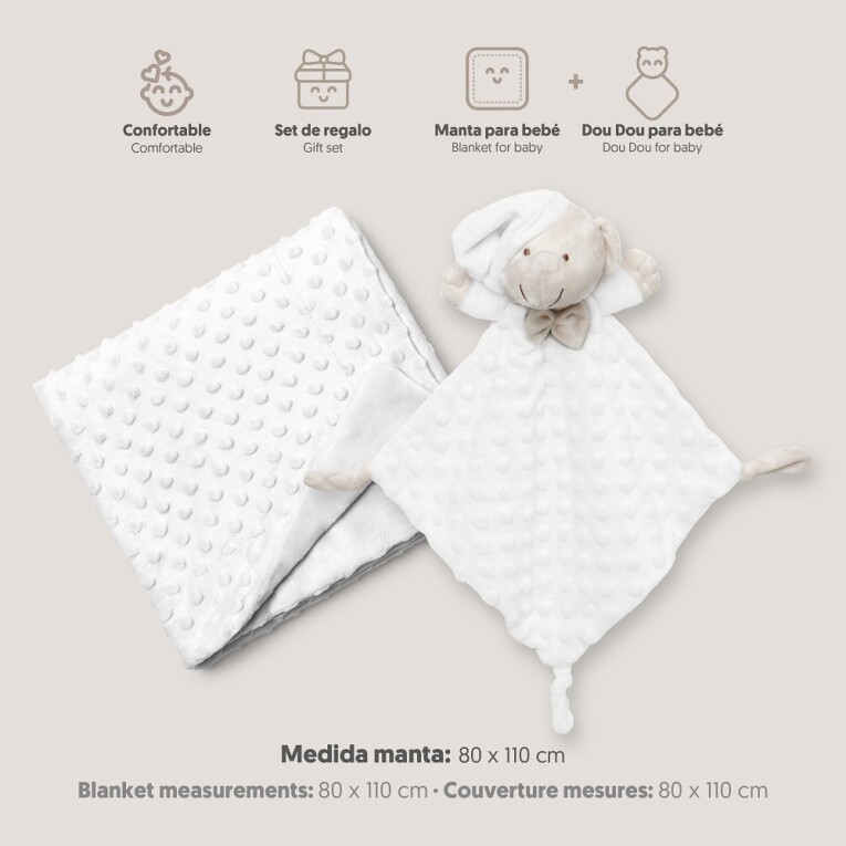 GOTEXTIL | Manta + Dou Dou burbujas osito Interbaby PD001 – Set regalo bebé recién nacido
