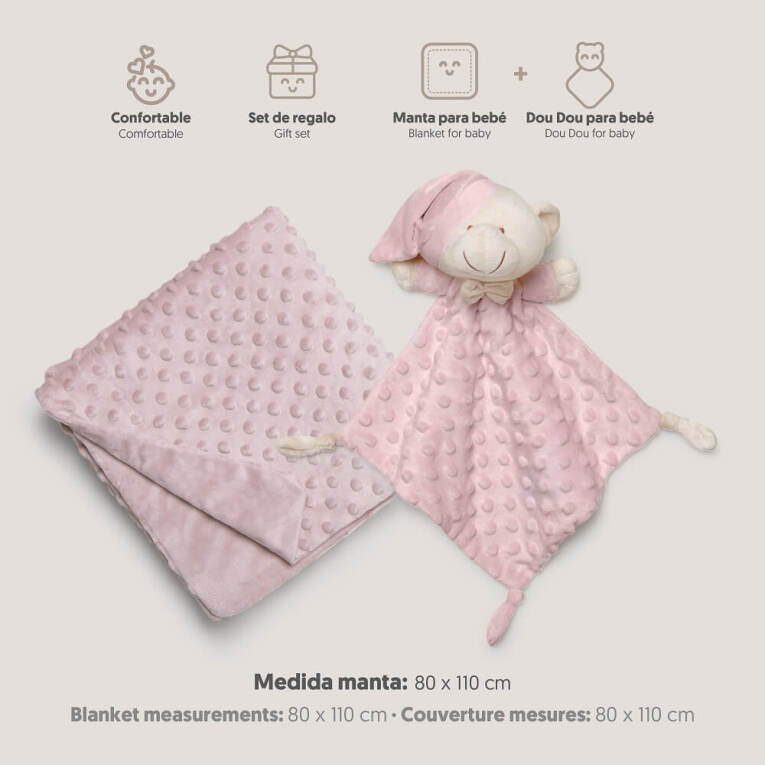 GOTEXTIL | Manta + Dou Dou burbujas osito Interbaby PD001 – Set regalo bebé recién nacido