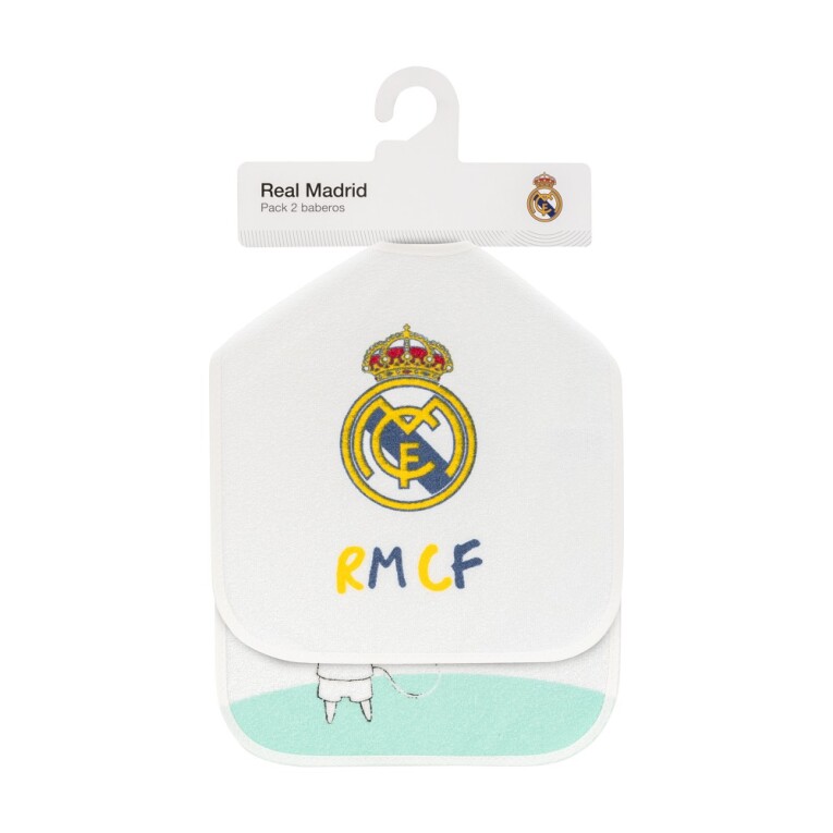 GOTEXTIL | PACK 2 BABEROS REAL MADRID LEÓN RIZO PLASTIFICADO CUADRADO INTERBABY 