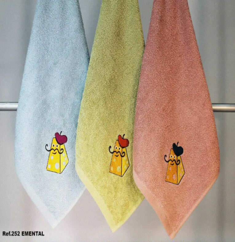 GOTEXTIL | TROVADOR | Paños Cocina Bordados EMENTAL 252 Pack 3 Unidades