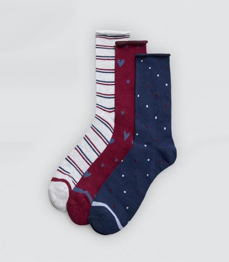 GOTEXTIL | Pack 3 calcetines mujer estampados sin puño Ysabel Mora 12943