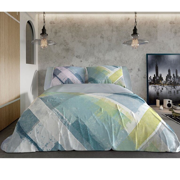GOTEXTIL | Funda nórdica Lois PABLO con bajera y fundas Cama 150 cm – Diseño moderno agua marina