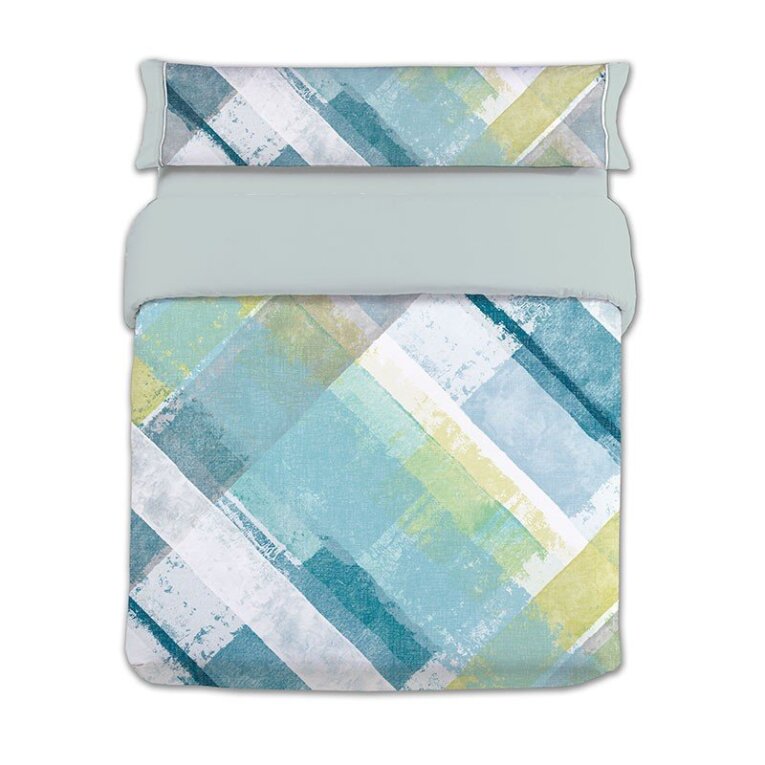 GOTEXTIL | Funda nórdica Lois PABLO con bajera y fundas Cama 150 cm – Diseño moderno agua marina