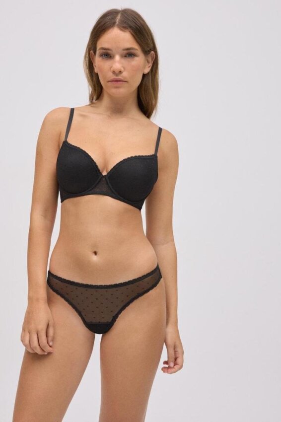 GOTEXTIL | Tanga Plumeti Ysabel Mora 10786 – Transparencias Sensuales – Negro o Rosa – Tallas S, M, L