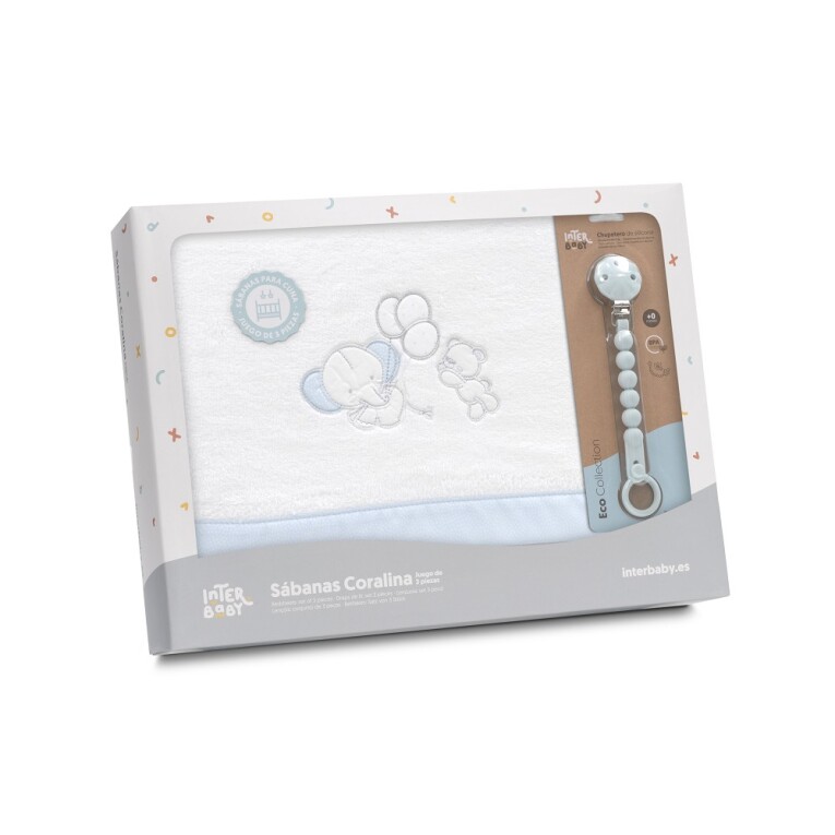GOTEXTIL | Tríptico Cuna Coralina Interbaby 30209 Oso Elefante Globos + Broche – Suavidad y Calor para el Bebé