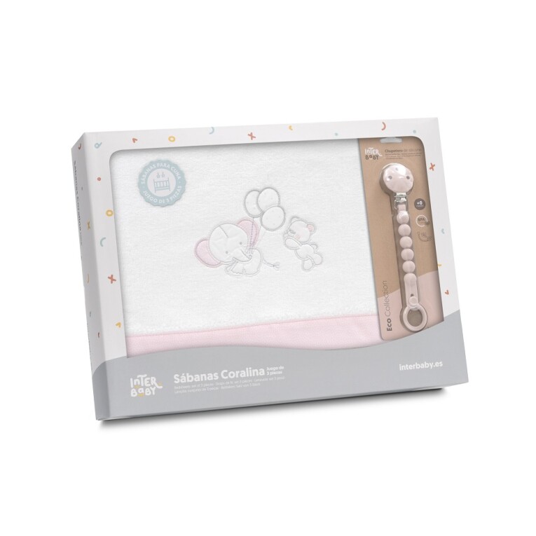 GOTEXTIL | Tríptico Cuna Coralina Interbaby 30209 Oso Elefante Globos + Broche – Suavidad y Calor para el Bebé
