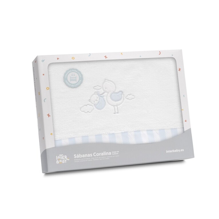 GOTEXTIL | Tríptico Cuna Coralina Interbaby 30211 Cigüeña Oso + Broche – Dulzura, Calidez y Confort para el Bebé