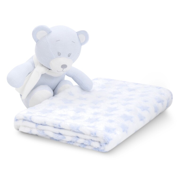 GOTEXTIL | Set Peluche Crochet Oso + Manta Estrella Interbaby PE024 | Regalo Bebé
