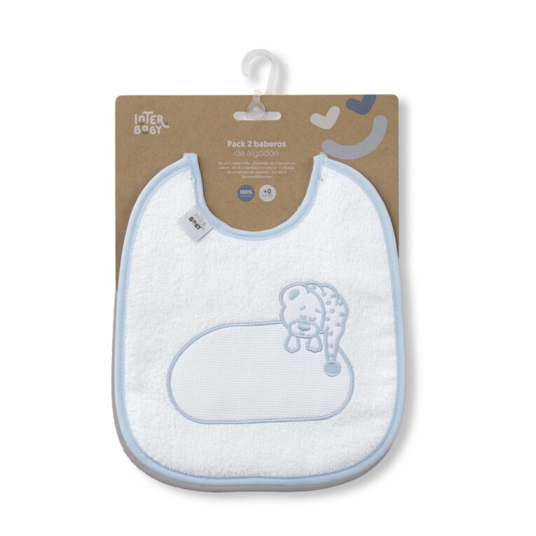 GOTEXTIL | Pack 2 Baberos Con Panamá Para Bordar Punto de Cruz Rectangulares OSITO DORMILÓN BAB19C Interbaby