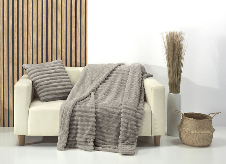 GOTEXTIL | Plaid Sherpa Rabbit Casa Campo Suave y Calido | Reverso Borreguillo | Plaid Acanalado Liso