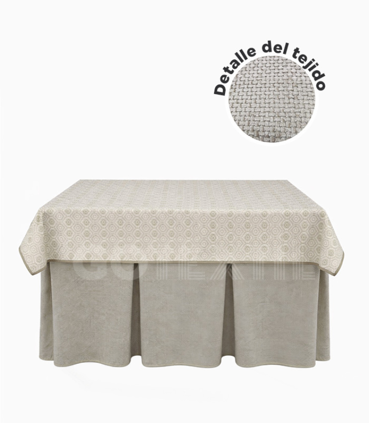 GOTEXTIL | Falda Mesa Camilla Rectangular con Tapete Andalucía 70x120 – Tejido Grueso para Invierno