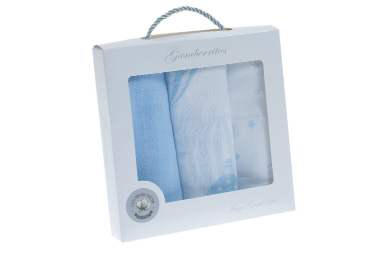 GOTEXTIL | Pack 3 Gasas Bebé Algodón Orgánico 70x70 Gamberritos 10812