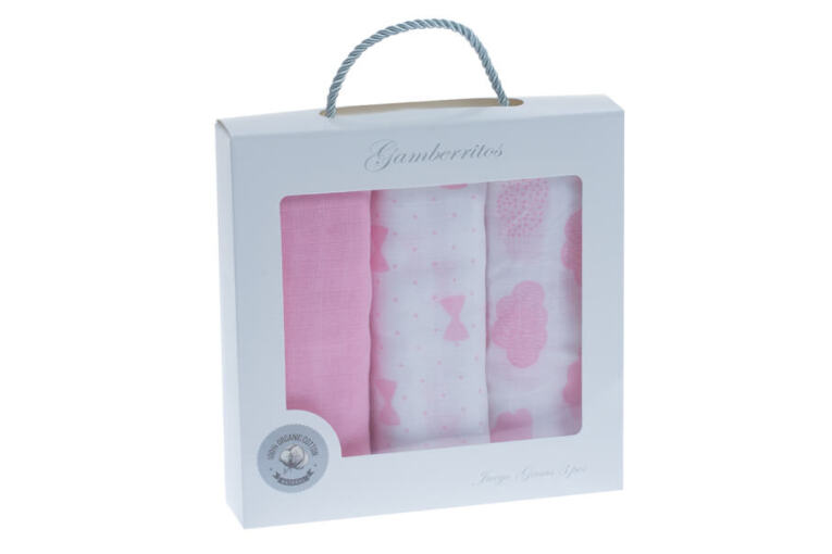 GOTEXTIL | Pack 3 Gasas Bebé Algodón Orgánico 70x70 Gamberritos 10812