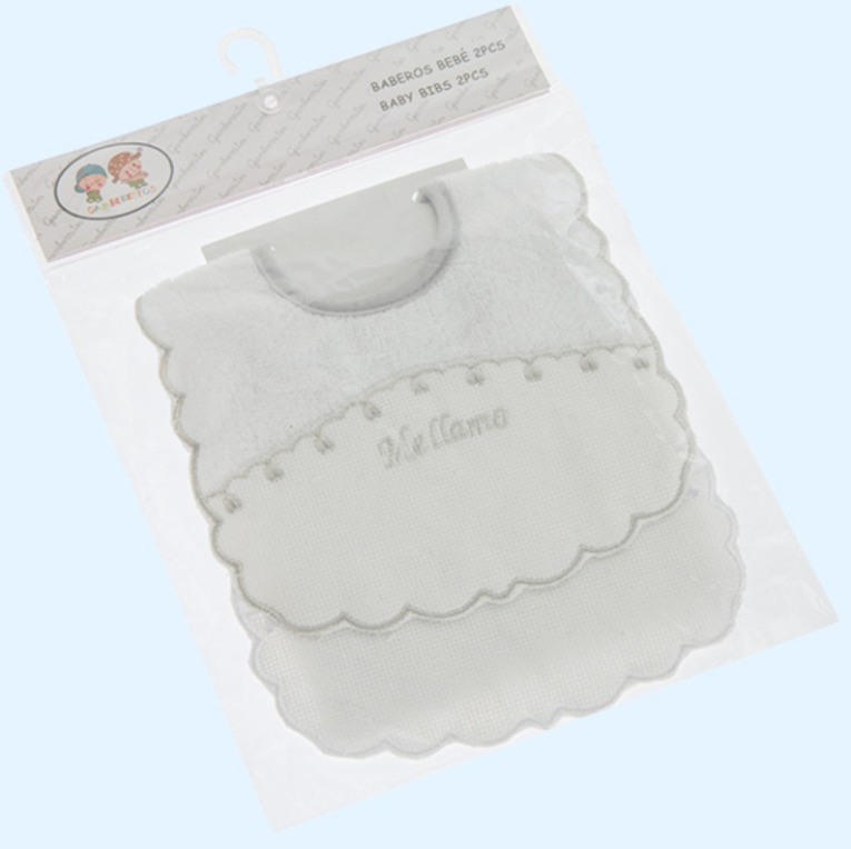 GOTEXTIL | Pack 2 baberos para bordar ME LLAMO Gamberritos 8831 algodón