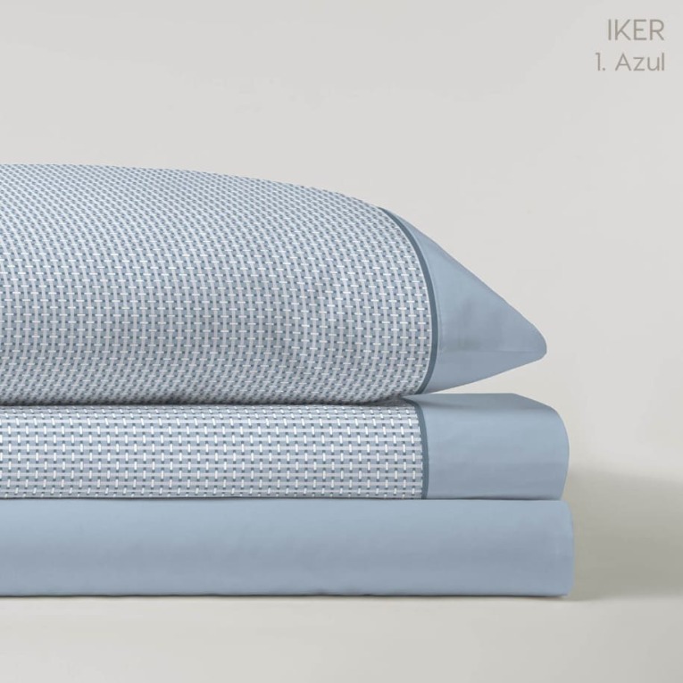 GOTEXTIL | Juego de sábanas verano Iker azul Serena Catotex 144 hilos