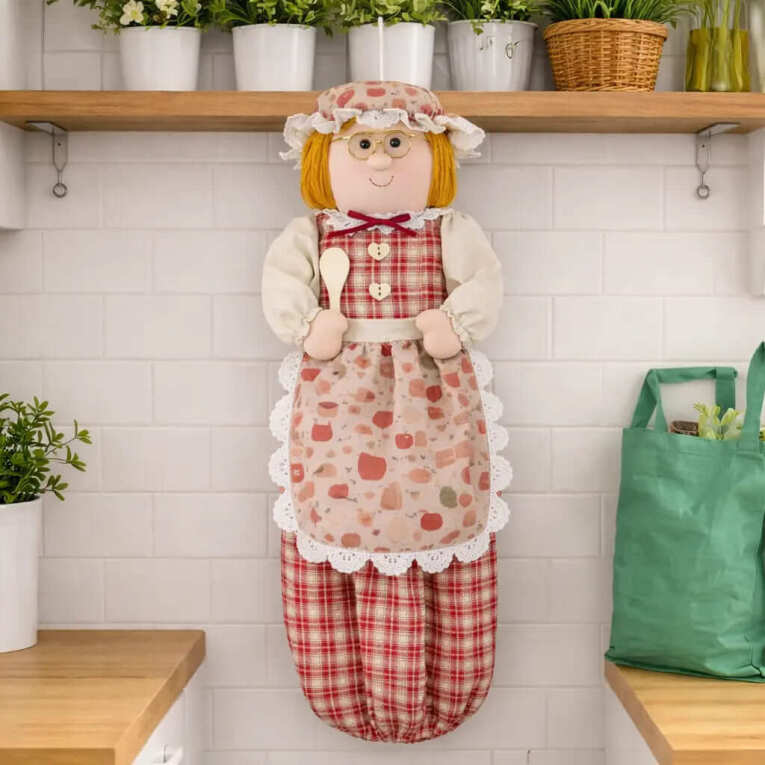 GOTEXTIL | Portabolsas muñeca Casa Dorada 7605 60 cm abuelita cocinera