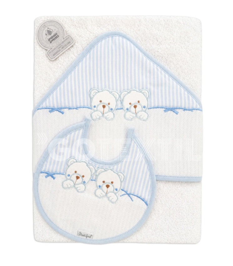 GOTEXTIL | Capa de baño bebé con babero para bordar Punto de Cruz Martifanel 201 Twins algodón