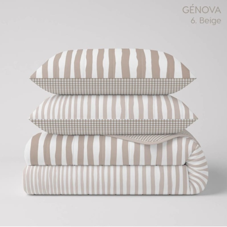 GOTEXTIL | Colcha bouti reversible GENOVA beige Catotex microfibra