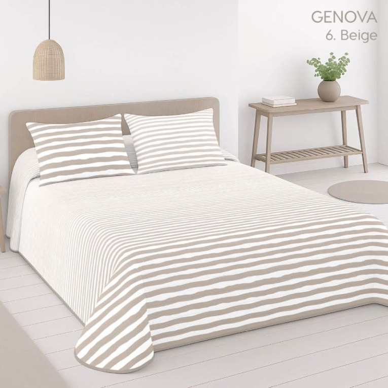 GOTEXTIL | Colcha bouti reversible GENOVA beige Catotex microfibra