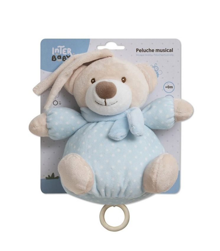 GOTEXTIL | Peluche musical bebé osito suave Interbaby OSI05 para cuna
