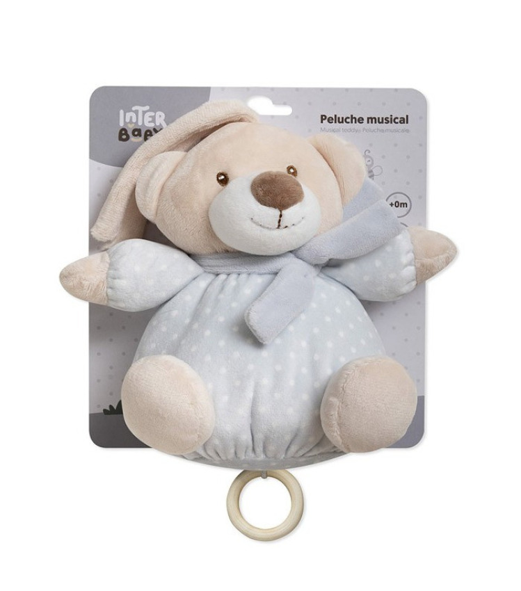 GOTEXTIL | Peluche musical bebé osito suave Interbaby OSI05 para cuna