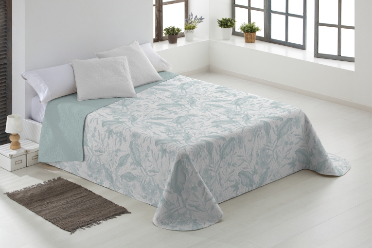 GOTEXTIL | Colcha Bouti Reversible Delta Aqua One Living Suave y Fácil Mantenimiento