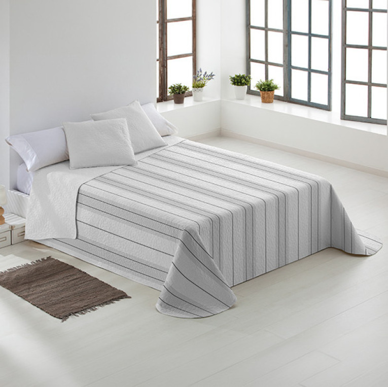 GOTEXTIL | Colcha Bouti Reversible OASIS Gris One Living Suave y Moderna