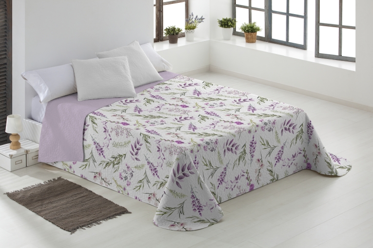 GOTEXTIL | Colcha bouti reversible Horizonte malva One Living – Colcha ligera verano anti bolitas