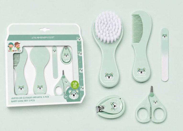 GOTEXTIL | Juego de cuidados bebé Gamberritos 11098 con 5 accesorios de higiene infantil