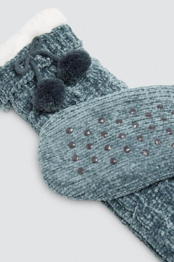 GOTEXTIL | Calcetín Borreguillo Mujer Ysabel Mora 12141 Antideslizante Pompones