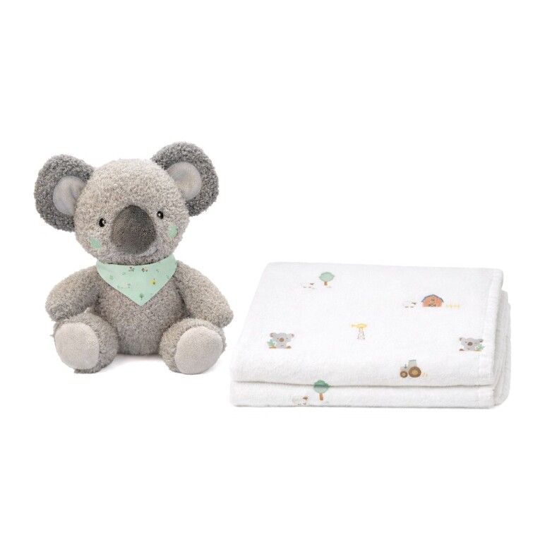 GOTEXTIL | Set Manta + Peluche Cascabel Granja Koala PE027 Interbaby Verde