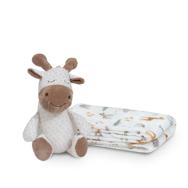 GOTEXTIL | Set Manta + Peluche Cascabel Jirafa Savanna PE028 Interbaby Beige