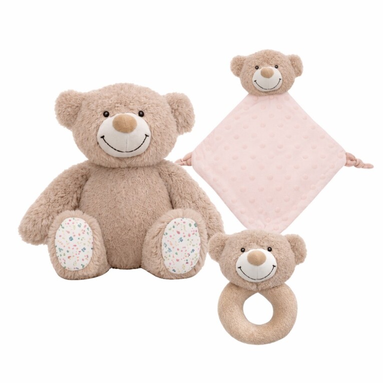 GOTEXTIL | Set Regalo Bebé 3 Piezas Oso BEAR008 Rosa Interbaby